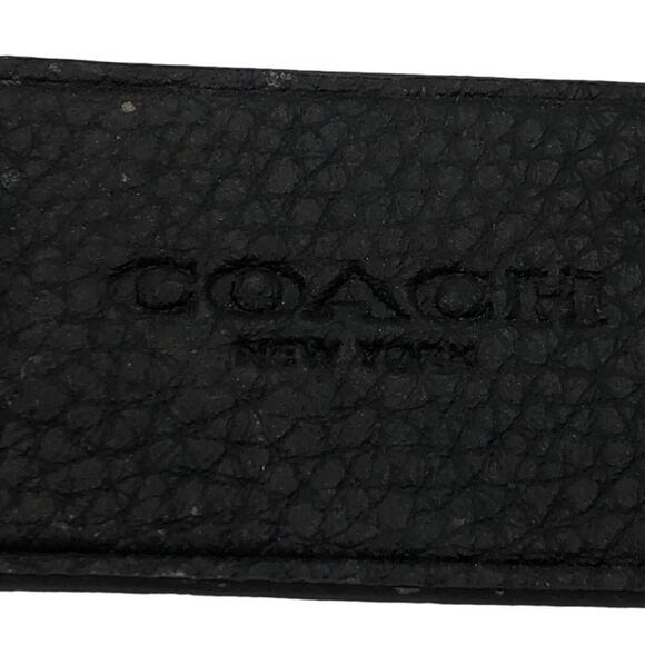 Vintage Coach Imprinted “Coach New York” Black Leather Silver Ring Keychain - Picture 5 of 9